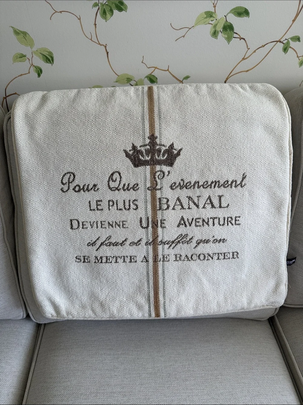 American Mills French Script Throw Pillow Cover - Made in USA